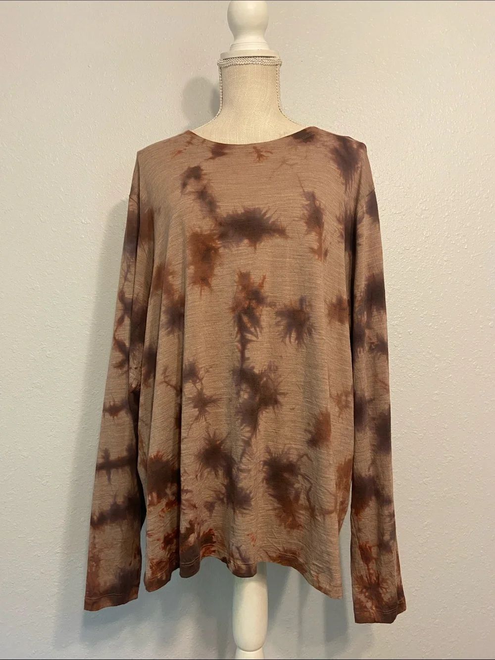 Lululemon Men's Brown Mimic Tie Dye Lab Long Sleeve Tee Size XXL